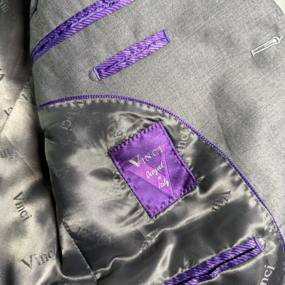 Vinci Blazer 42L Gray Modern Fit Sport Coat Designed in Italy